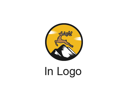reindeer jumping over mountains logo