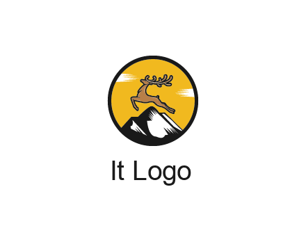 reindeer jumping over mountains logo