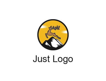 reindeer jumping over mountains logo
