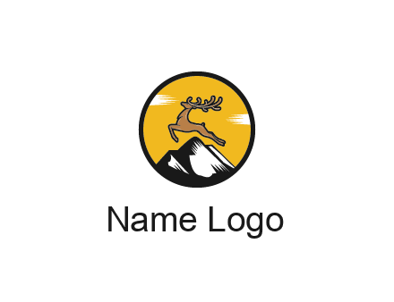 reindeer jumping over mountains logo