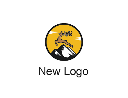 reindeer jumping over mountains logo