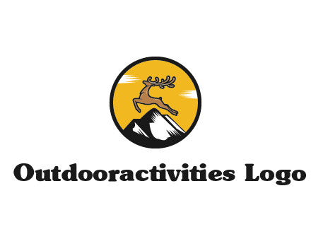reindeer jumping over mountains logo
