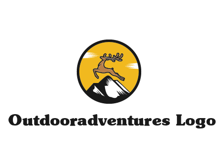reindeer jumping over mountains logo