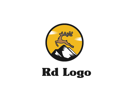 reindeer jumping over mountains logo