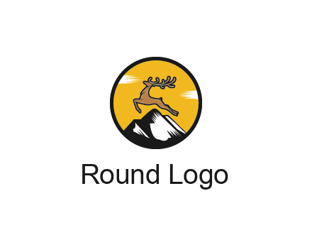 reindeer jumping over mountains logo