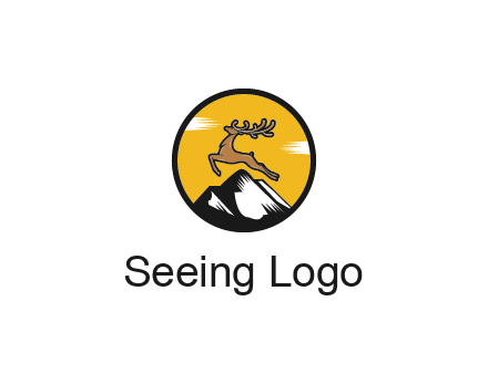 reindeer jumping over mountains logo
