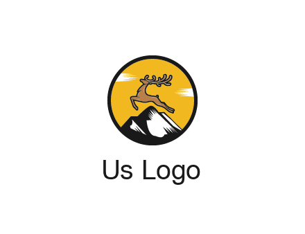 reindeer jumping over mountains logo