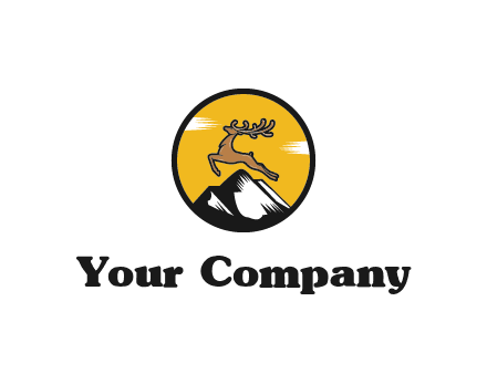 reindeer jumping over mountains logo