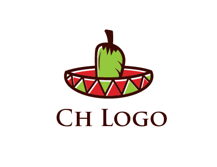 Mexican hat with green chili pepper