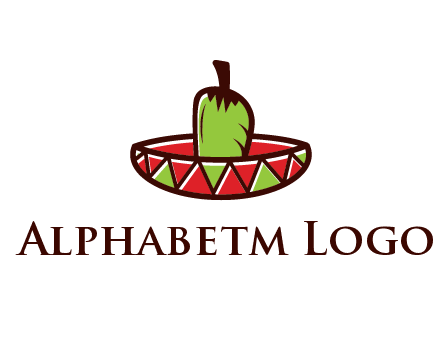 Mexican hat with green chili pepper
