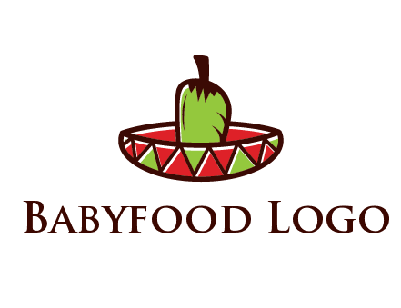Mexican hat with green chili pepper