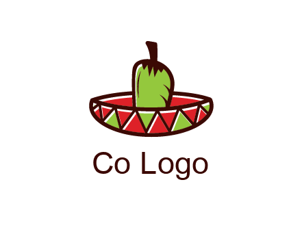 Mexican hat with green chili pepper