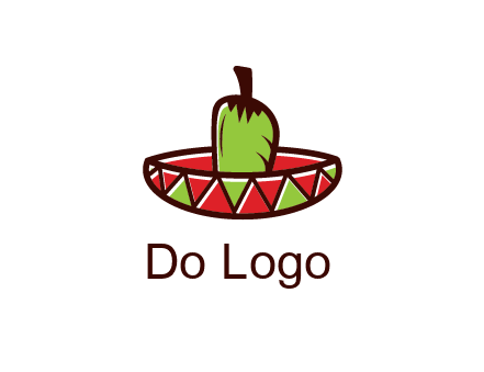 Mexican hat with green chili pepper