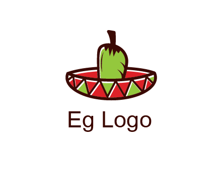 Mexican hat with green chili pepper