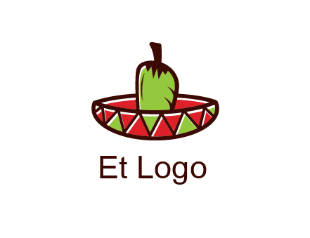 Mexican hat with green chili pepper