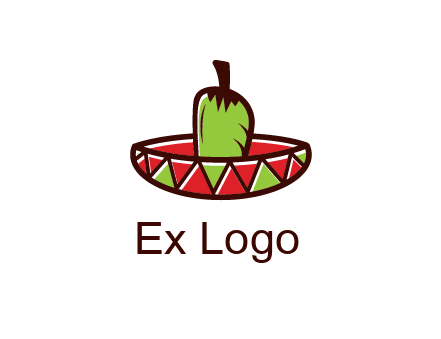 Mexican hat with green chili pepper