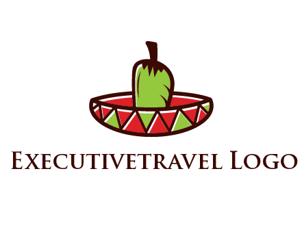 Mexican hat with green chili pepper