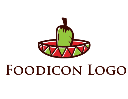 Mexican hat with green chili pepper
