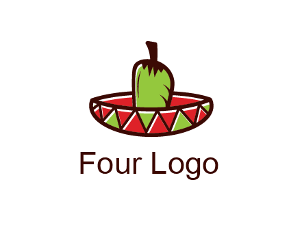 Mexican hat with green chili pepper