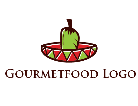 Mexican hat with green chili pepper