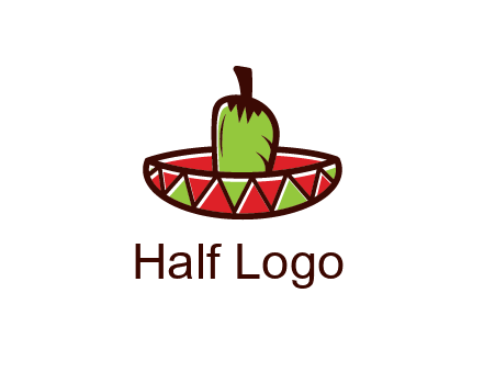 Mexican hat with green chili pepper