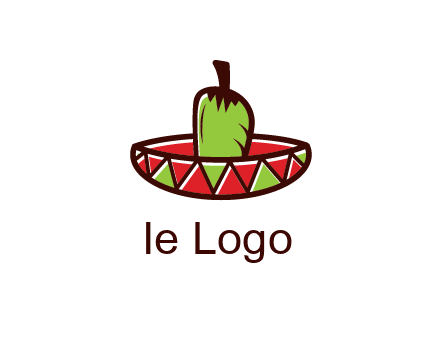 Mexican hat with green chili pepper