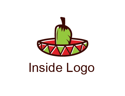 Mexican hat with green chili pepper