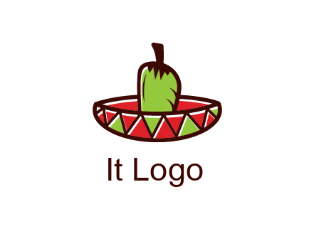Mexican hat with green chili pepper