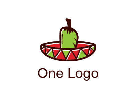 Mexican hat with green chili pepper