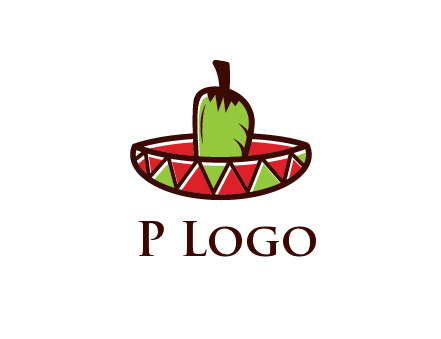 Mexican hat with green chili pepper