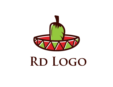 Mexican hat with green chili pepper