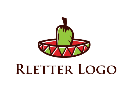 Mexican hat with green chili pepper