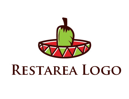 Mexican hat with green chili pepper