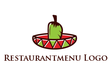 Mexican hat with green chili pepper
