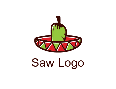 Mexican hat with green chili pepper