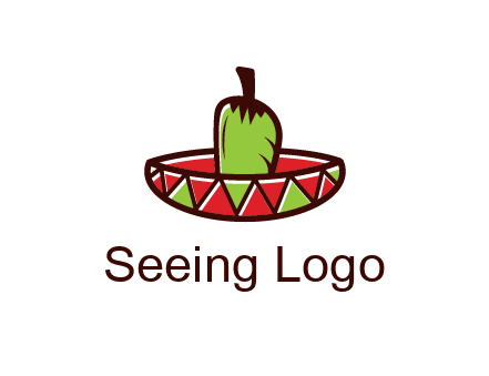 Mexican hat with green chili pepper