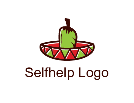 Mexican hat with green chili pepper