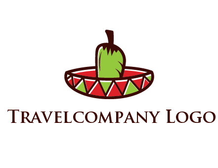 Mexican hat with green chili pepper