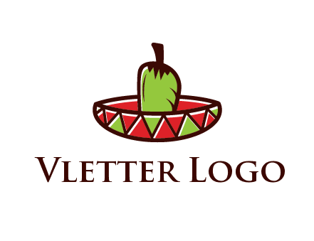 Mexican hat with green chili pepper