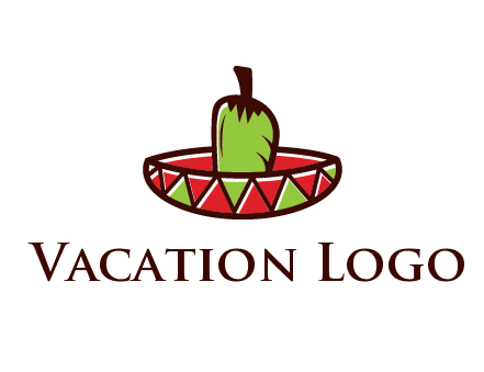 Mexican hat with green chili pepper