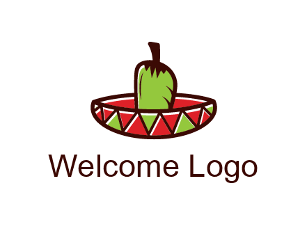 Mexican hat with green chili pepper