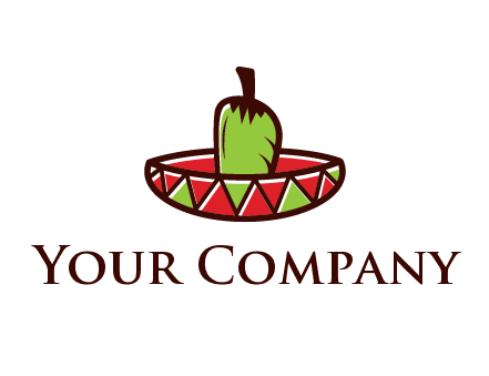 Mexican hat with green chili pepper