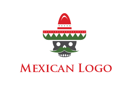 skull with mustache and Mexican hat icon