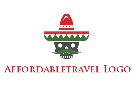 skull with mustache and Mexican hat icon