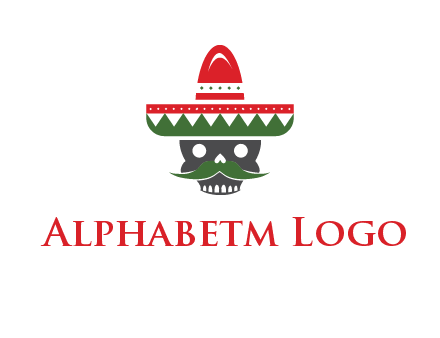 skull with mustache and Mexican hat icon