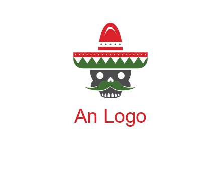 skull with mustache and Mexican hat icon