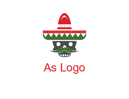 skull with mustache and Mexican hat icon