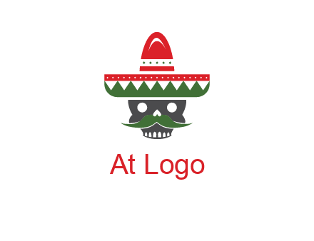 skull with mustache and Mexican hat icon
