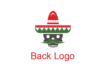 skull with mustache and Mexican hat icon