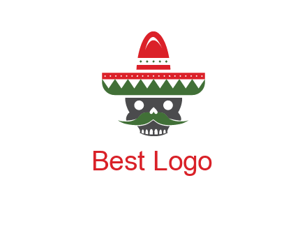 skull with mustache and Mexican hat icon